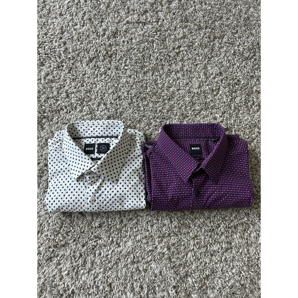 Hugo Boss Men Hank Kent Slim Fit Performance Stretch Dress Shirt 43 17 XL Lot